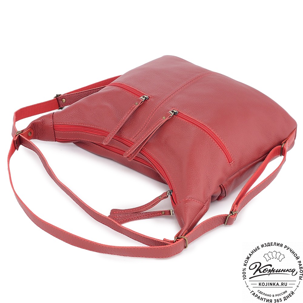  Женская кожаная сумка-трансформер "Ливадия" (красный)
