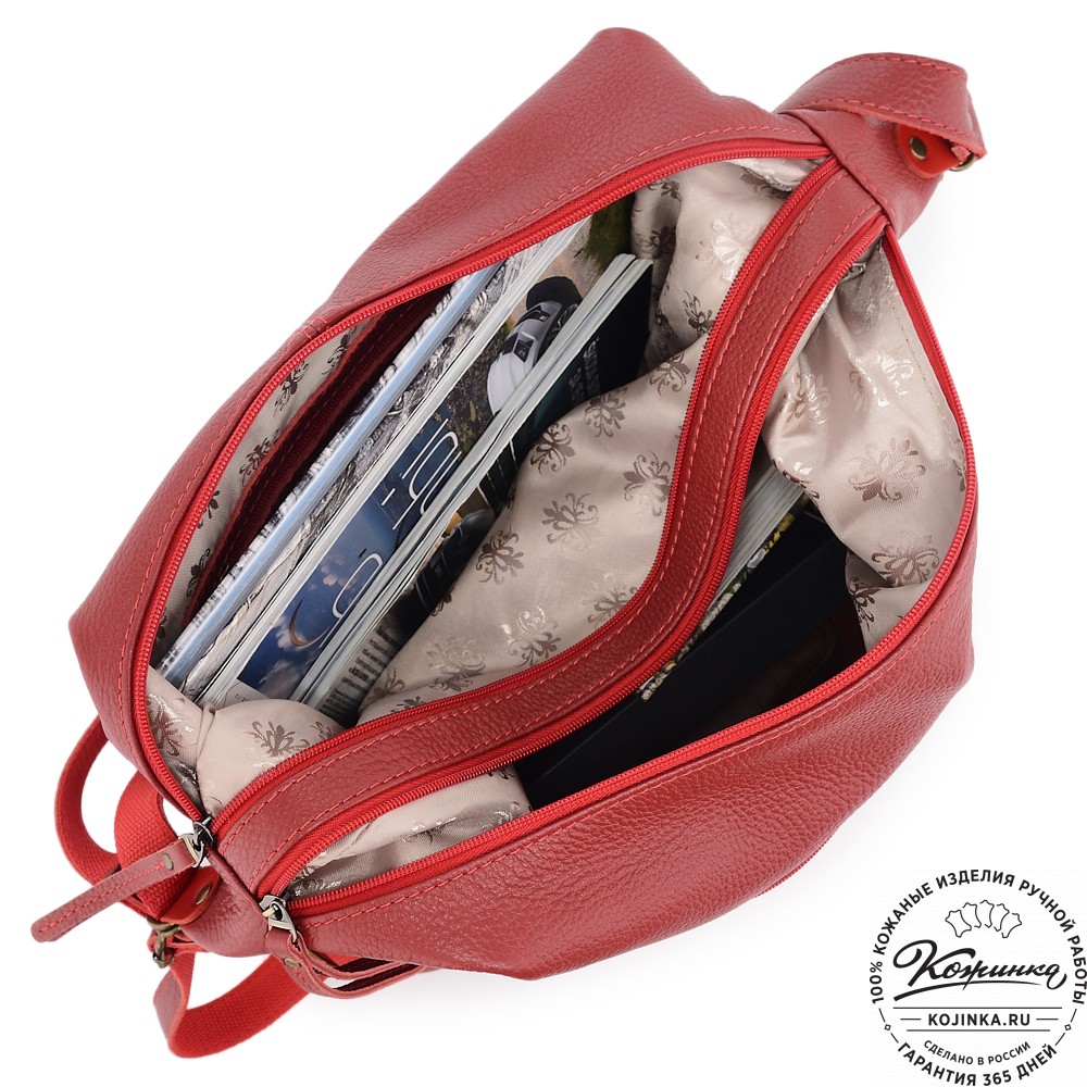  Женская кожаная сумка-трансформер "Ливадия" (красный)