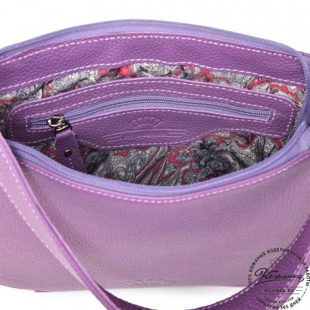  Кожаная женская сумка "Каролина" (темная сирень)