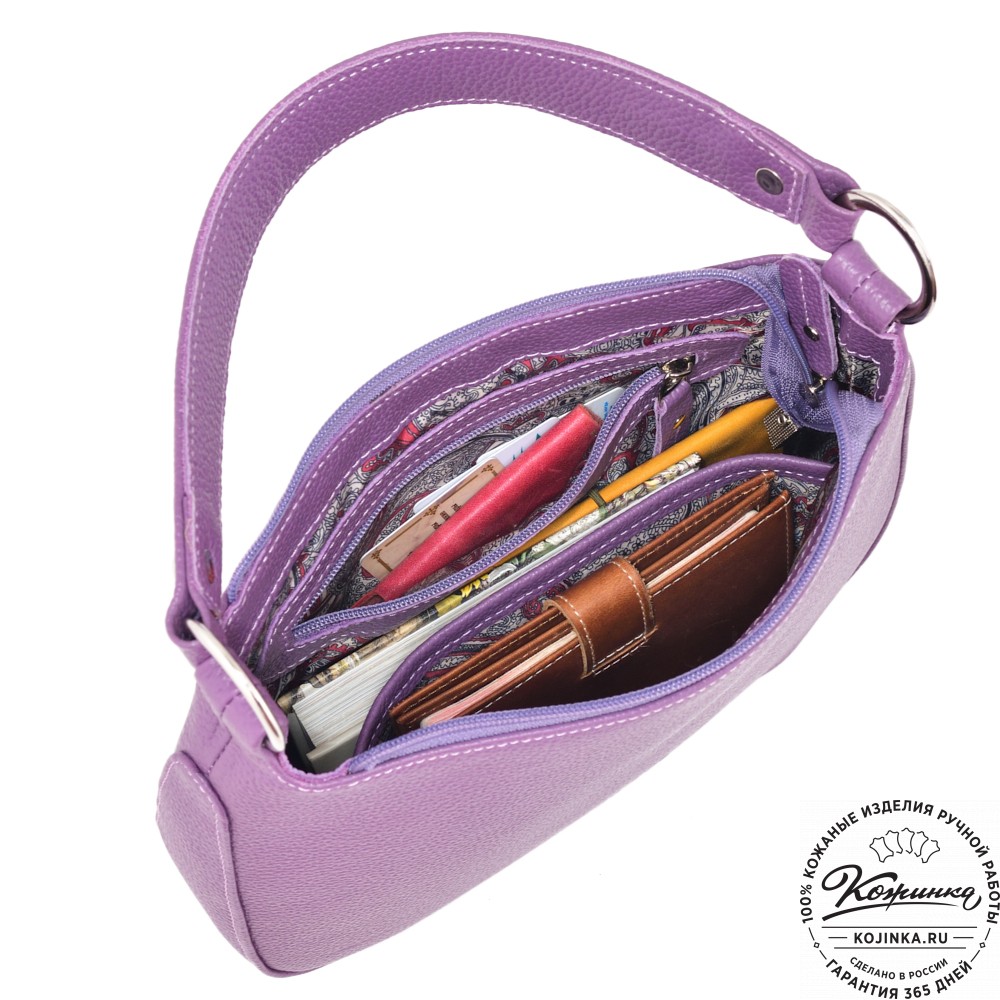 Кожаная женская сумка "Каролина" (темная сирень)