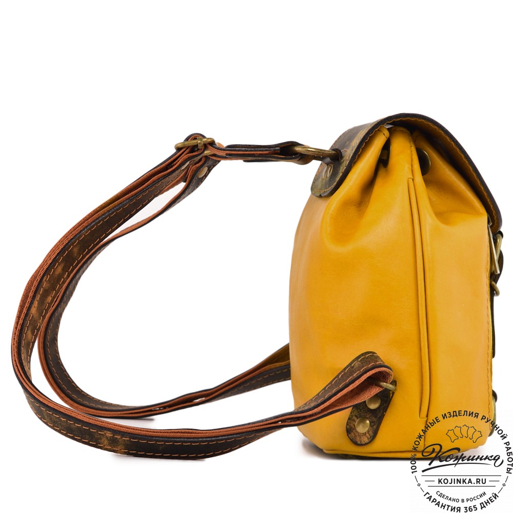  Женский кожаный рюкзак "Колибри" (желтый) 
