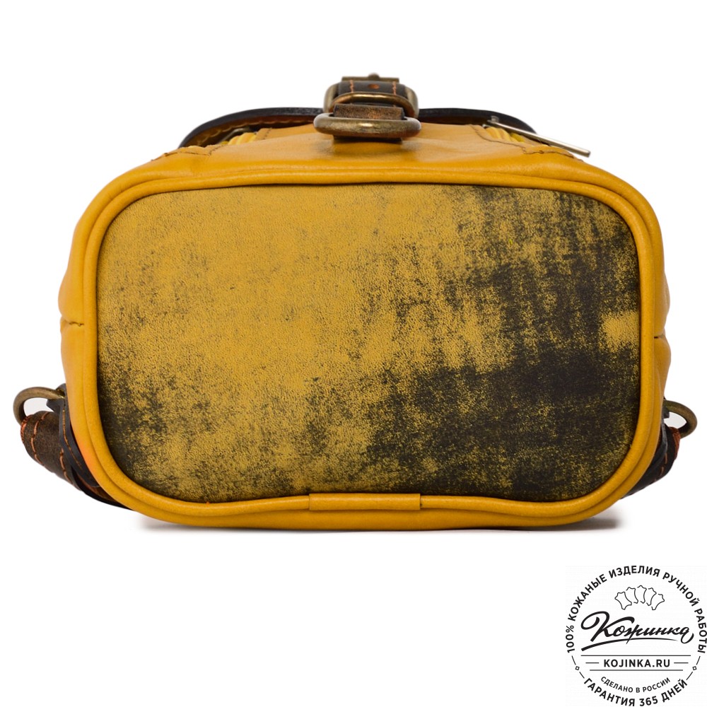  Женский кожаный рюкзак "Колибри" (желтый) 