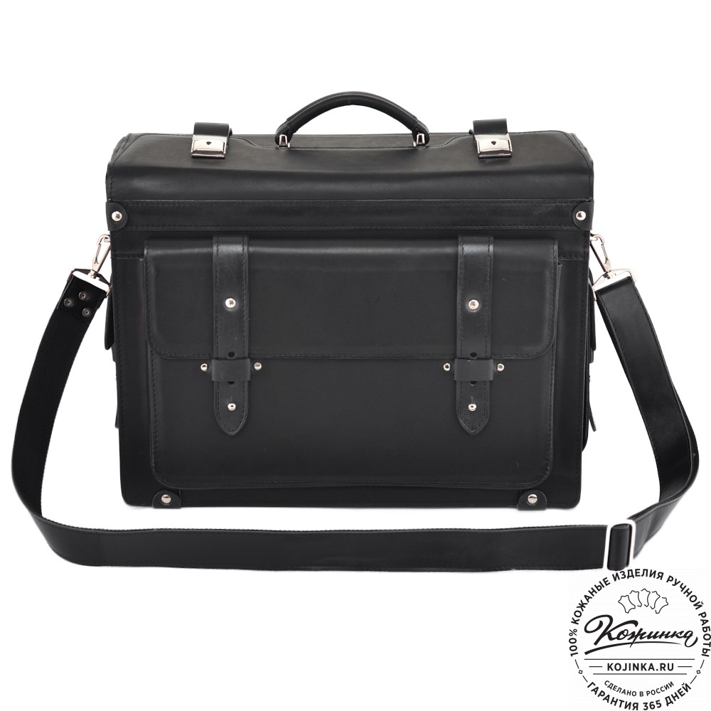 Кожаный портфель-кофр "Корлеоне" (чёрный)