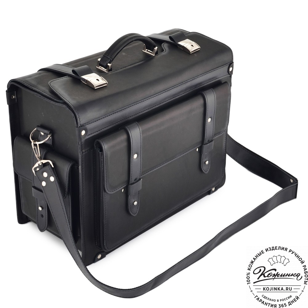 Кожаный портфель-кофр "Корлеоне" (чёрный)