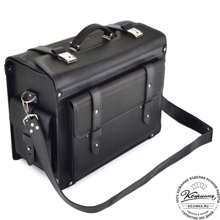 Кожаный портфель-кофр "Корлеоне" (чёрный)