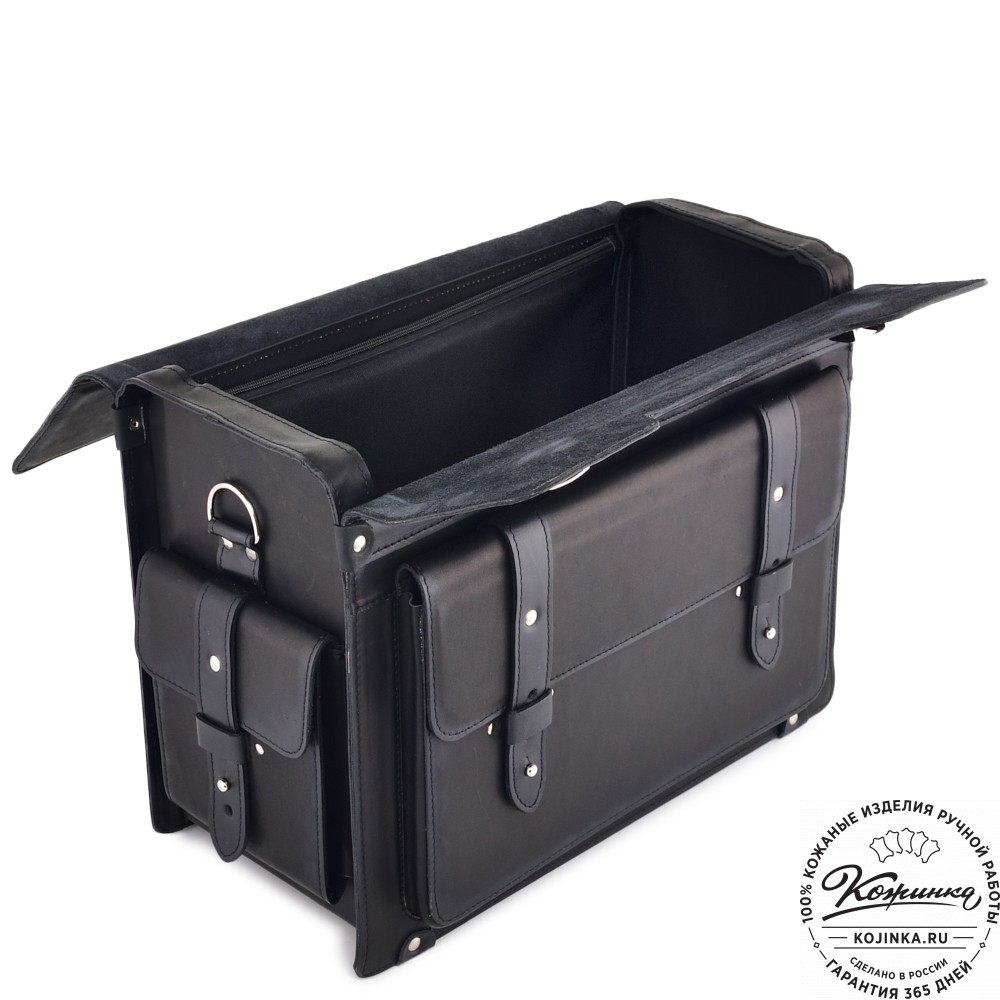 Кожаный портфель-кофр "Корлеоне" (чёрный)