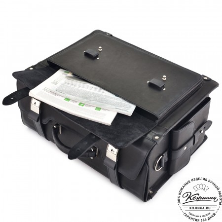 Кожаный портфель-кофр "Корлеоне" (чёрный)