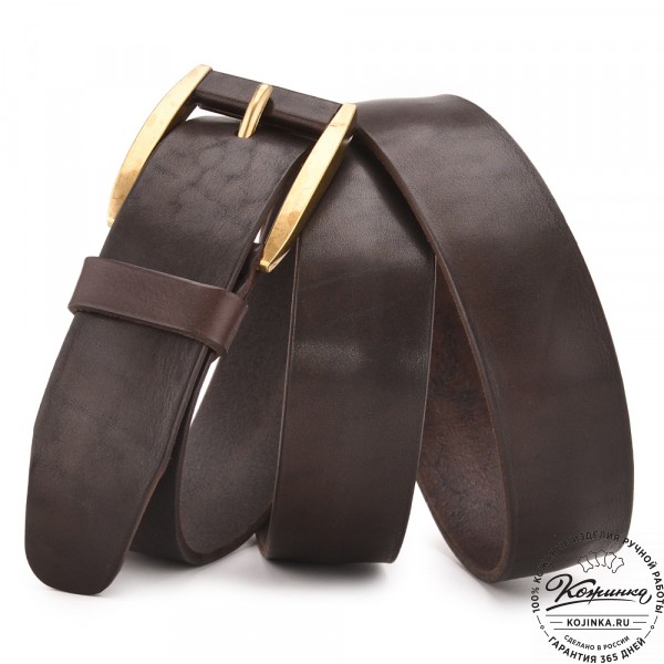 Кожаный ремень "Гигант" (коричневый). фото 1