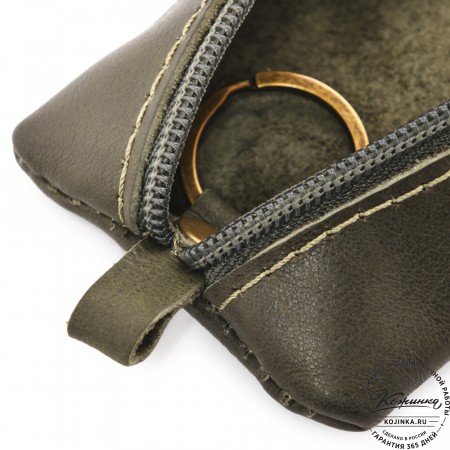 Женская кожаная сумка "Винтаж" с ключницей (хаки гладкая кожа) 