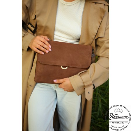 Женская сумка из кожи и замши  "Мишель" (коричневая)