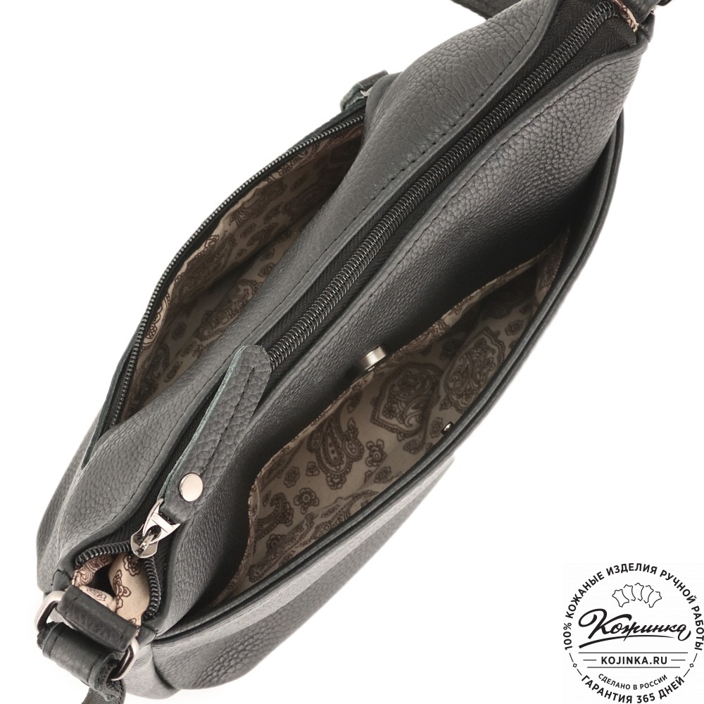 Женская кожаная сумка "Нева" (фактура чёрный)