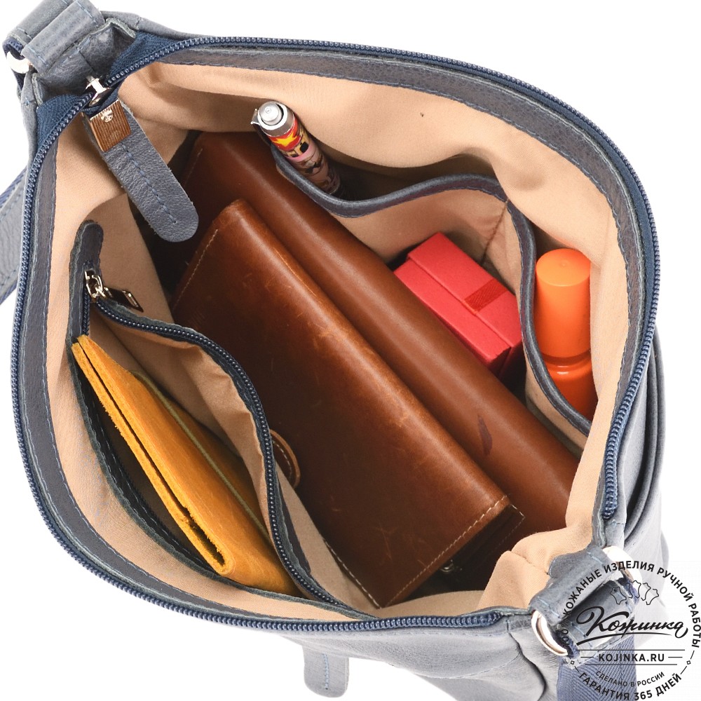 Женская кожаная сумка "Нева" (джинс)