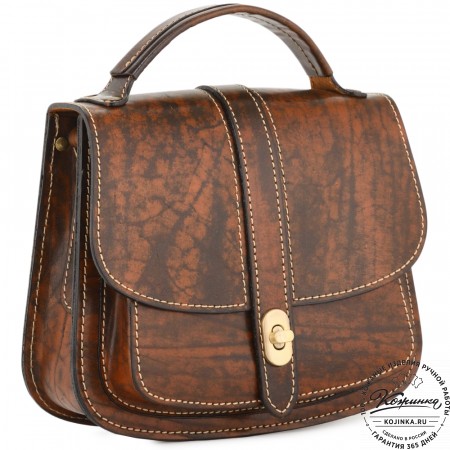 Кожаная сумка ручной работы "Париж" - с ручкой (глянец старение)
