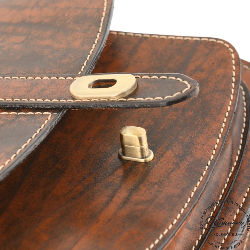 Кожаная сумка ручной работы "Париж" - с ручкой (глянец старение)