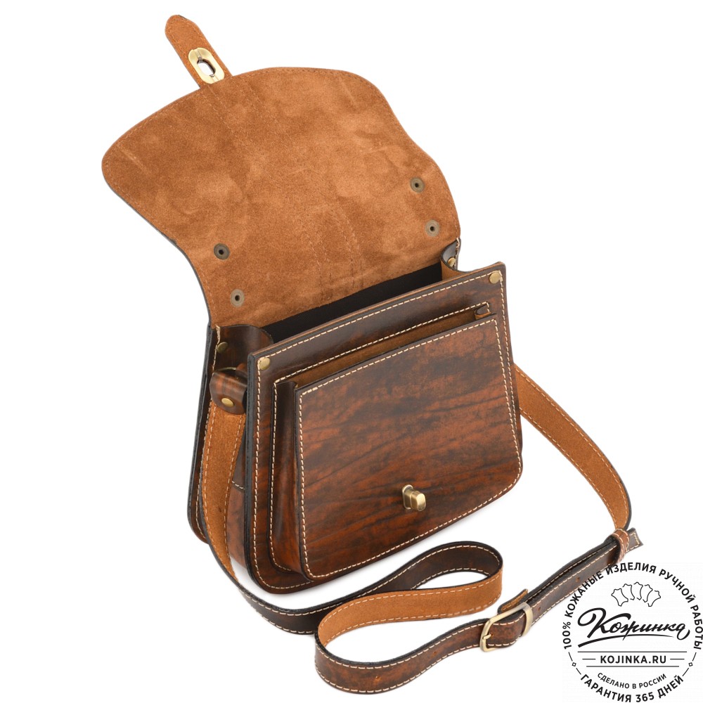 Кожаная сумка ручной работы "Париж" - с ручкой (глянец старение)