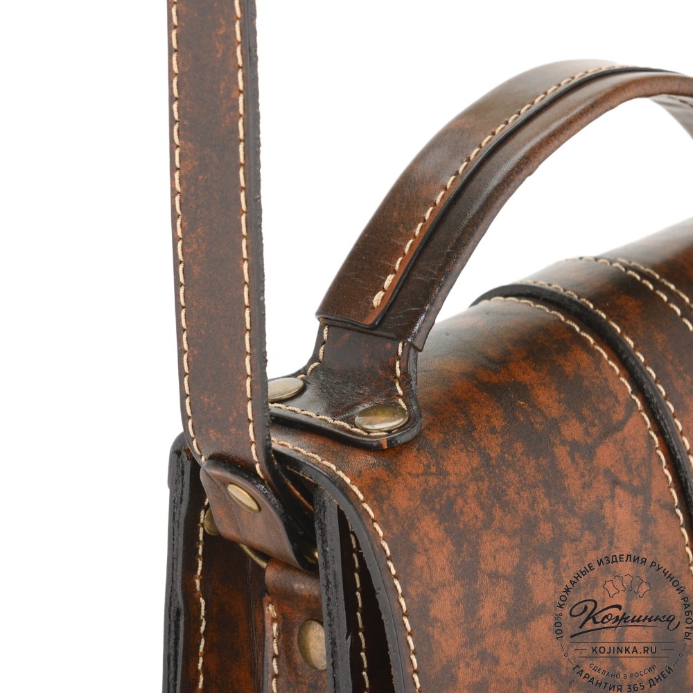 Кожаная сумка ручной работы "Париж" - с ручкой (глянец старение)