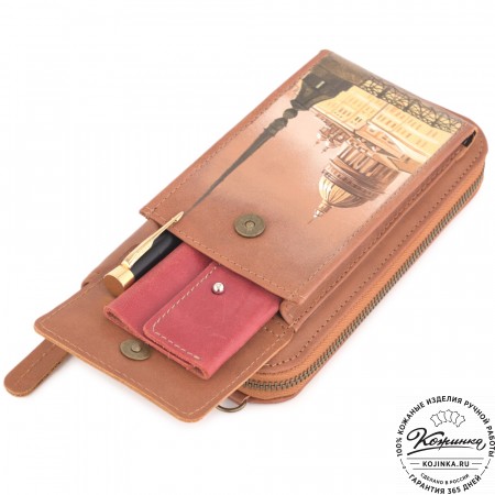 Кожаный клатч "Чукотка" "Исаакиевский собор" (рыжий)