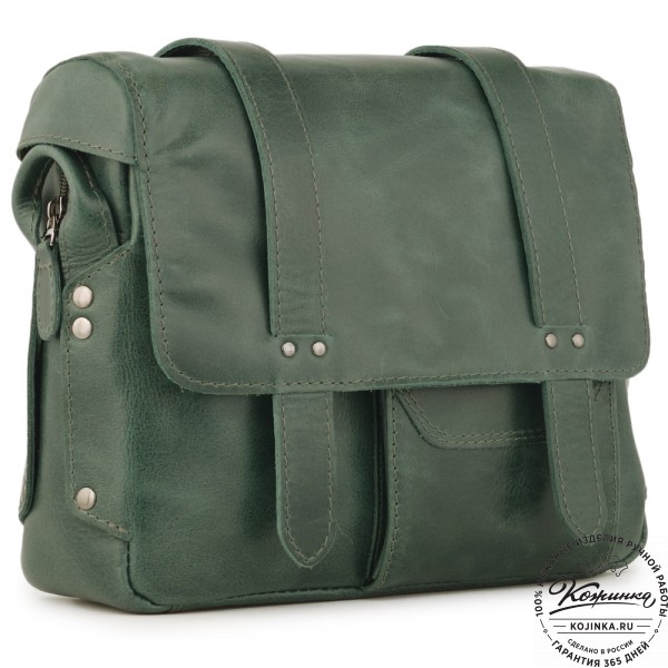 Кожаная сумка "Фрея" (зеленая). фото 1
