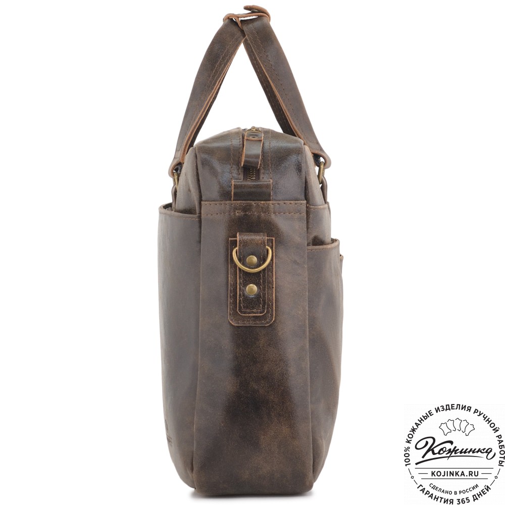 Кожаная мужская сумка "Хантер" (коричневая наппа) 