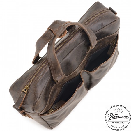 Кожаная мужская сумка "Хантер" (коричневая наппа) 