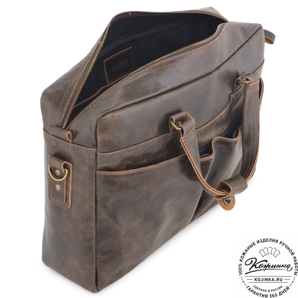 Кожаная мужская сумка "Хантер" (коричневая наппа) 