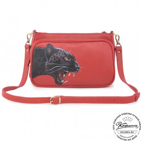 Женская кожаная сумка "Эмма" "Пантера" (красный)