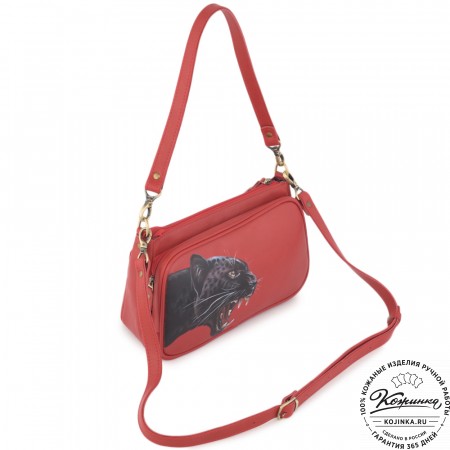 Женская кожаная сумка "Эмма" "Пантера" (красный)