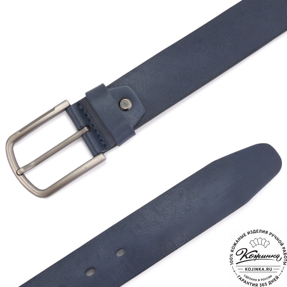 Кожаный ремень "Канзас" (синий)