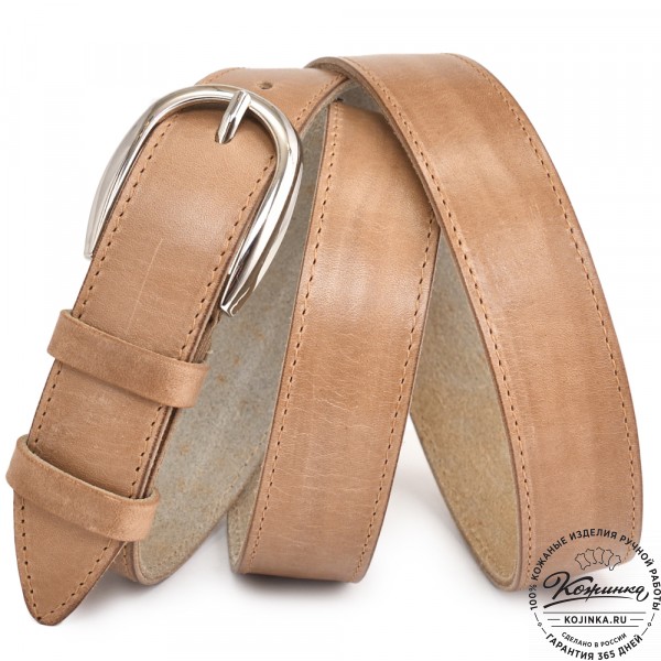 Кожаный ремень "Меган нью" (бежевый) . фото 1