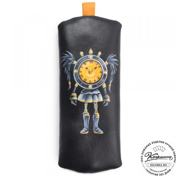  Кожаная ключница «Соло» "Часы" (черный) . фото 1