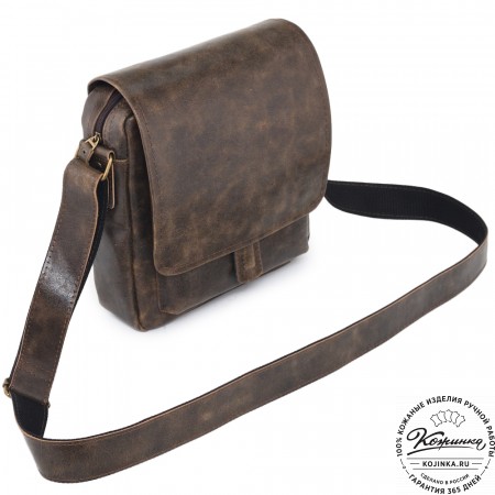  Кожаная сумка через плечо "Алекс" (коричневая наппа)
