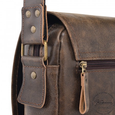  Кожаная сумка через плечо "Алекс" (коричневая наппа)