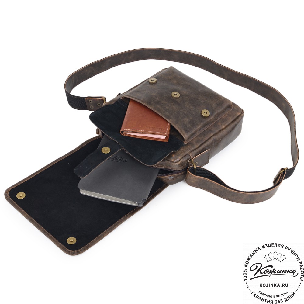  Кожаная сумка через плечо "Алекс" (коричневая наппа)