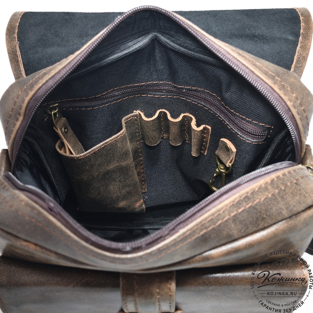  Кожаная сумка через плечо "Алекс" (коричневая наппа)