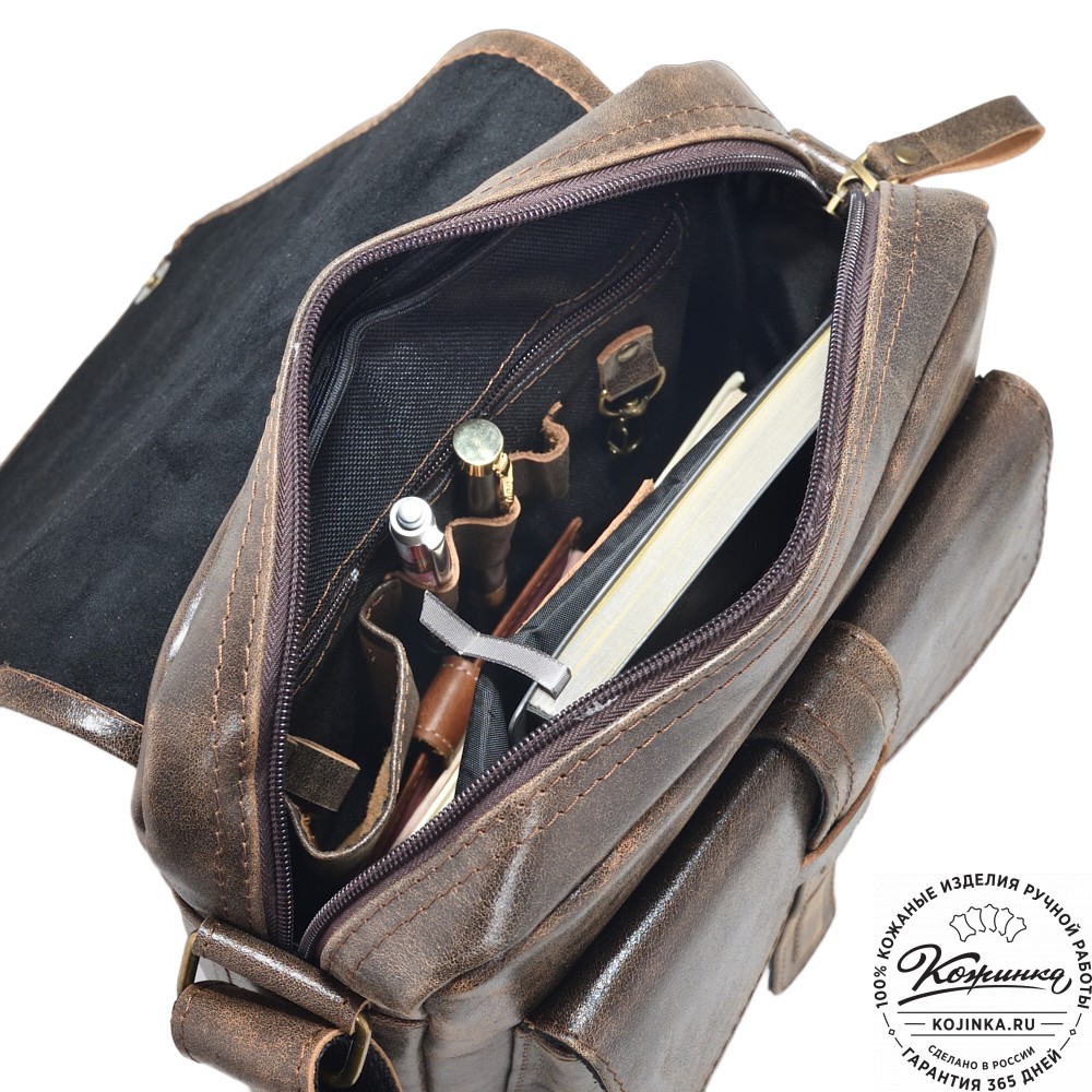  Кожаная сумка через плечо "Алекс" (коричневая наппа)