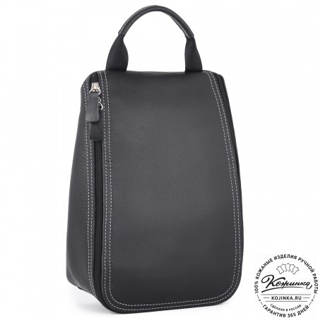  Кожаный несессер "Каспий " (черный)