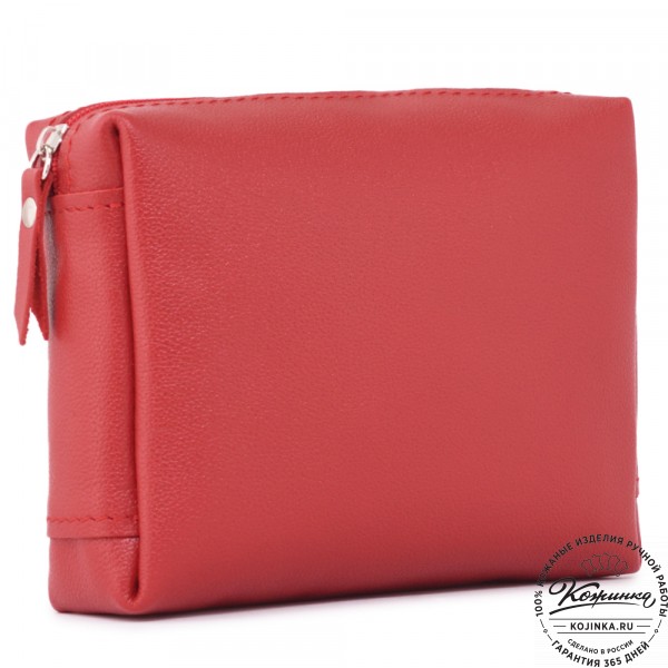 Кожаная косметичка "Прима" (красная). фото 1