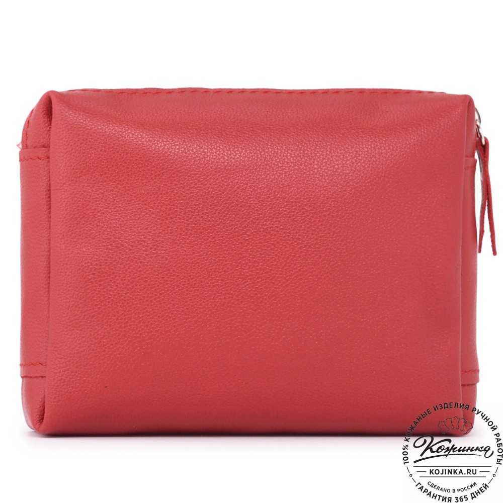 Кожаная косметичка "Прима" (красная)