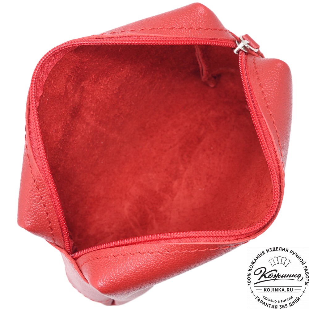 Кожаная косметичка "Прима" (красная)