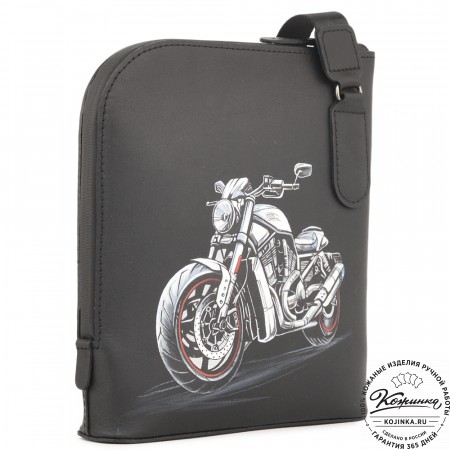  Кожаная сумка "Родос" "Мотоцикл" (черная)