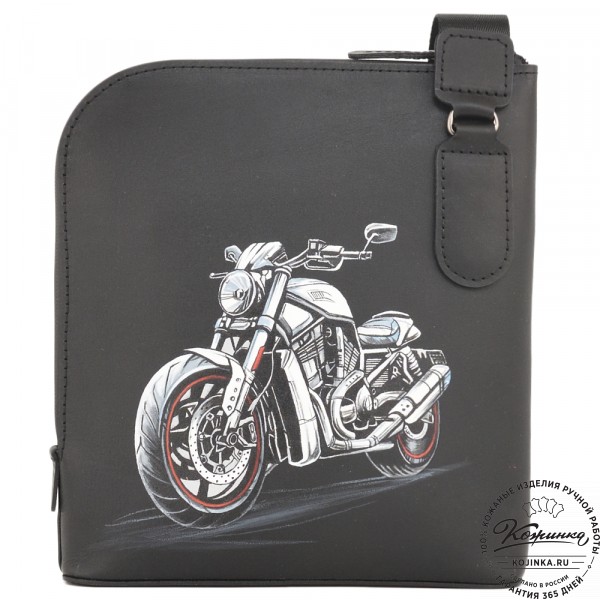  Кожаная сумка "Родос" "Мотоцикл" (черная). фото 1