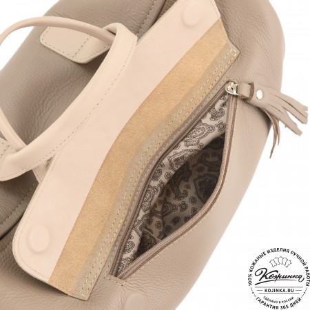  Женская кожаная сумка "Византия" (бежевый)