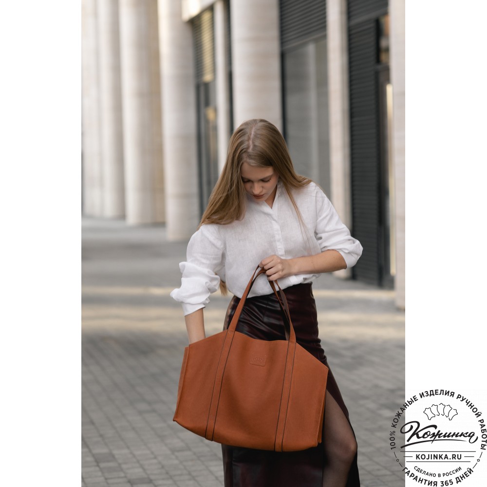 Кожаная шоппер-дровница "Родео" (темно-коричневый крейзи)