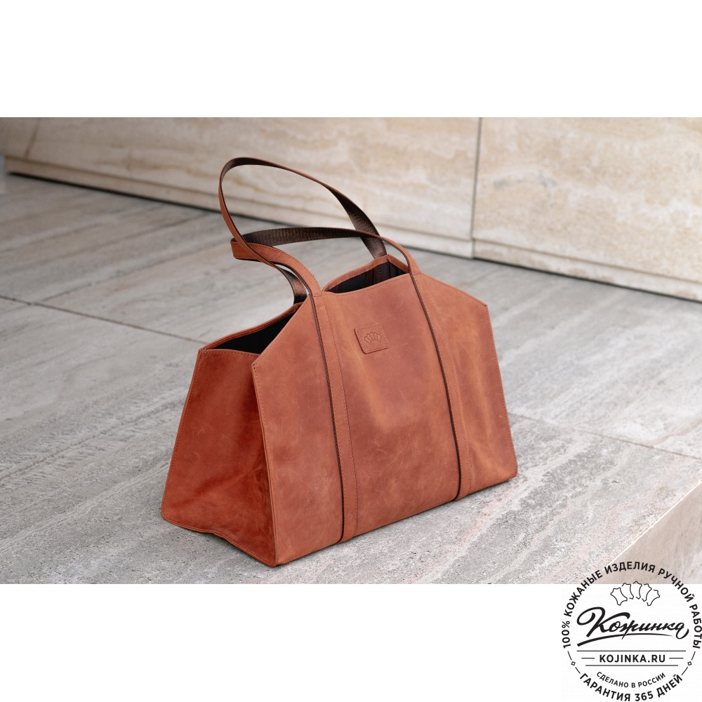 Кожаная шоппер-дровница "Родео" (темно-коричневый крейзи)