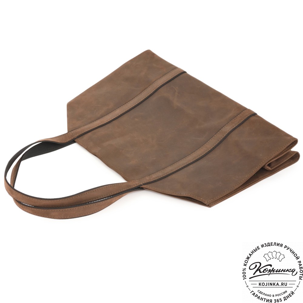 Кожаная шоппер-дровница "Родео" (темно-коричневый крейзи)