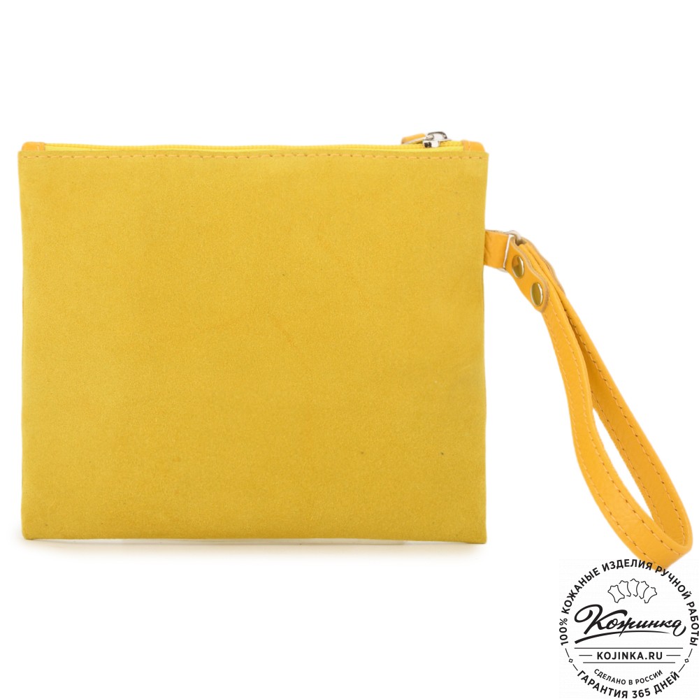 Кожаная косметичка "Флавия" велюр (лимон)
