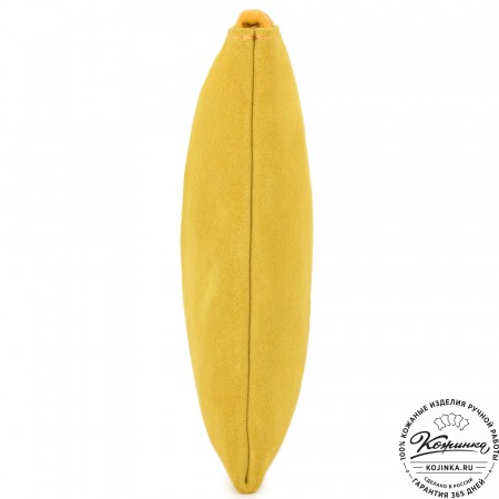 Кожаная косметичка "Флавия" велюр (лимон)