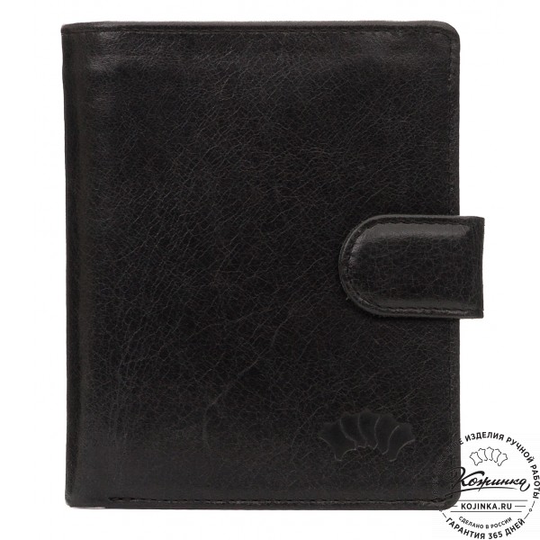 Кожаное портмоне "Пушкин" (чёрное). фото 1