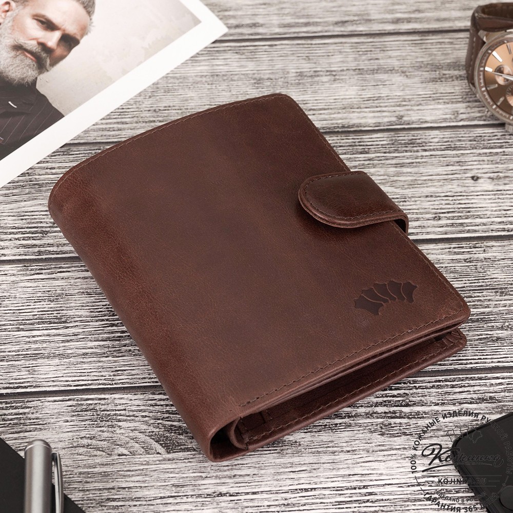 Кожаное портмоне "Пушкин" (коричневое)