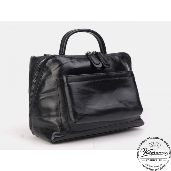 Женская кожаная сумка "Крис" (чёрная). фото 1